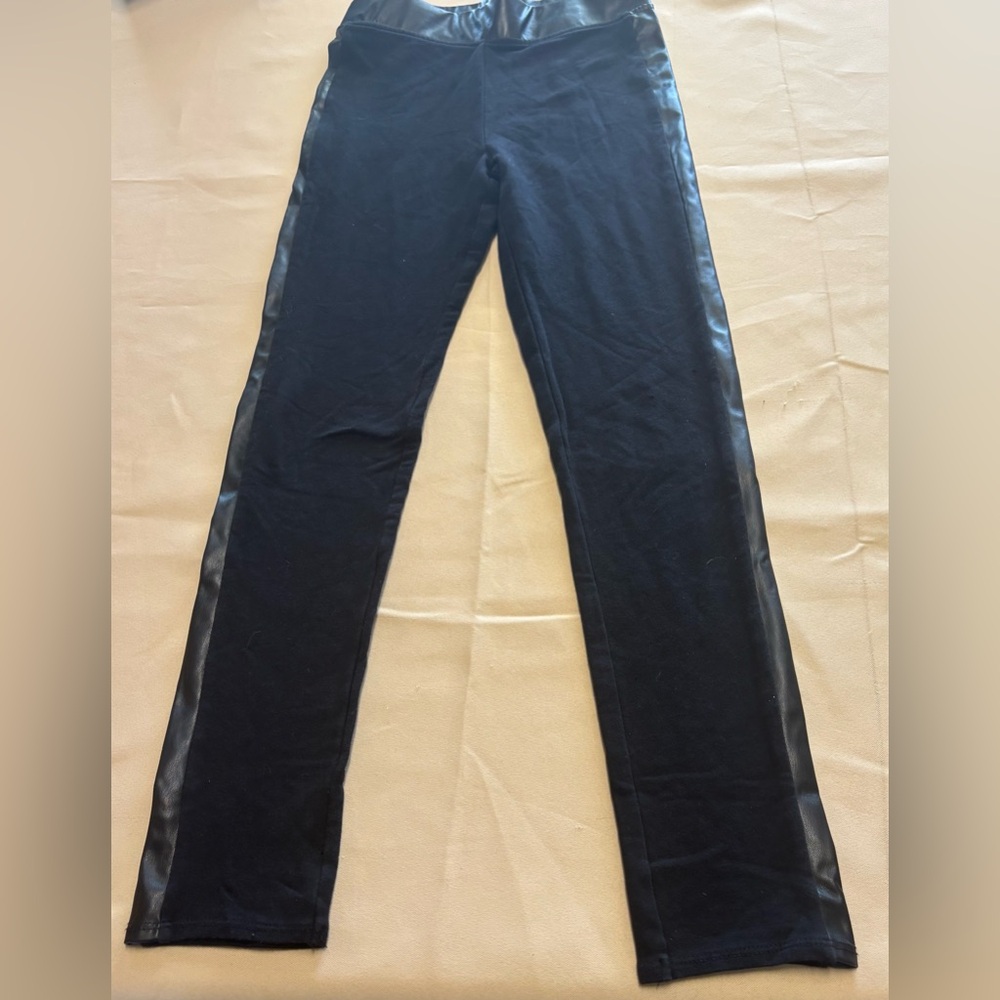 H&M‎ Black Leggings with Faux Leather Accents